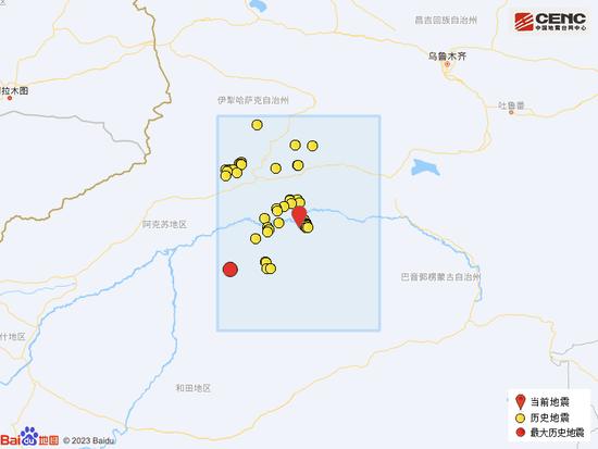 新疆阿克苏地区库车市发生4.3级地震，震源深度15千米